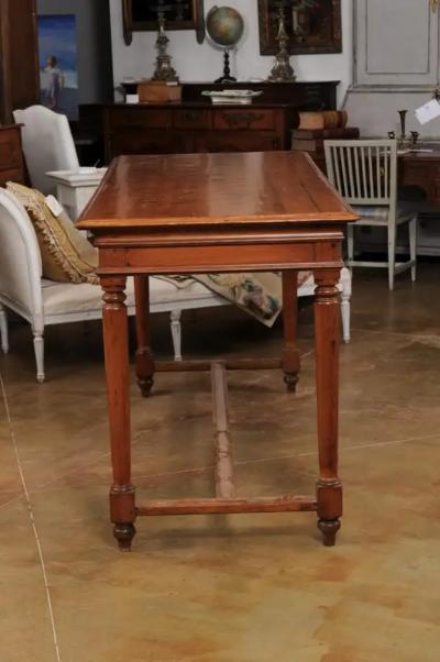 French Louis XVI Style 20th Century Pine Console Table with Cylindrical Legs