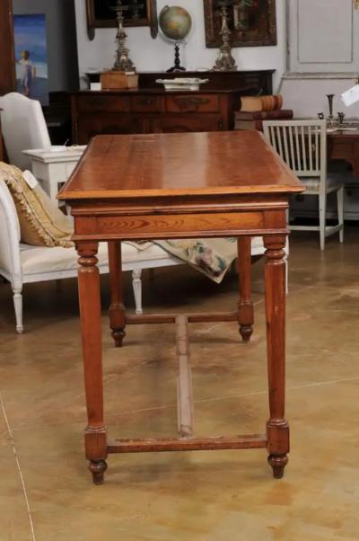 French Louis XVI Style 20th Century Pine Console Table with Cylindrical Legs