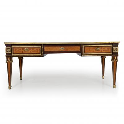 French Louis XVI Style Antique Bureau Plat Writing Desk circa 1880
