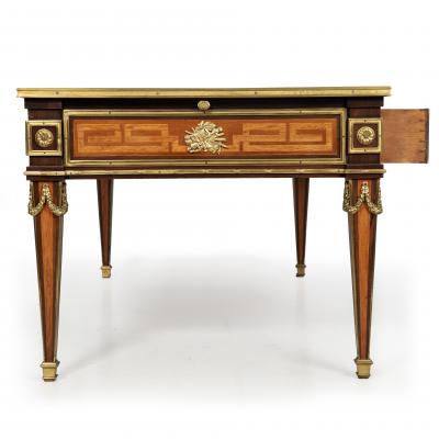 French Louis XVI Style Antique Bureau Plat Writing Desk circa 1880