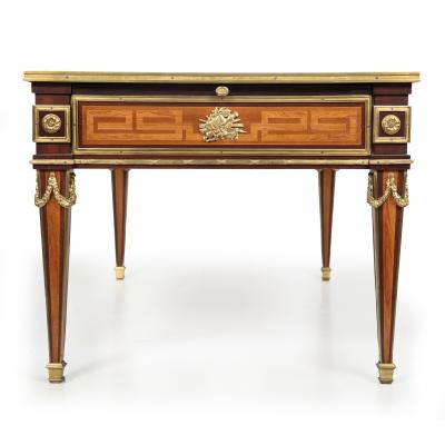 French Louis XVI Style Antique Bureau Plat Writing Desk circa 1880