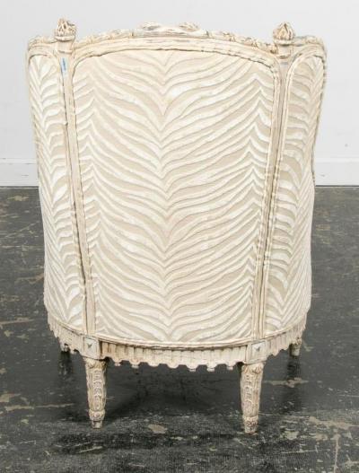 French Louis XVI Style Berg re Armchair with Silk Velvet Upholstery