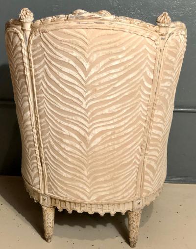 French Louis XVI Style Berg re Armchair with Silk Velvet Upholstery