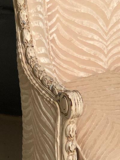 French Louis XVI Style Berg re Armchair with Silk Velvet Upholstery
