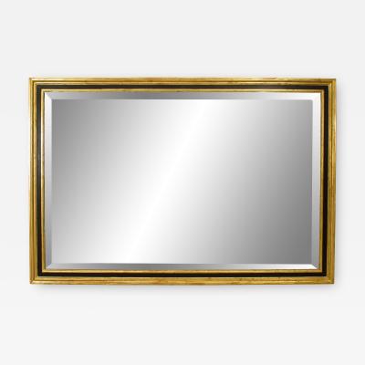 French Louis XVI Style Black and Gold Wall Mirror