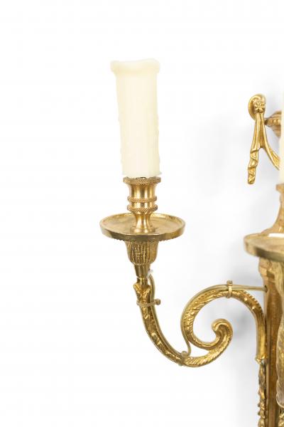 French Louis XVI Style Brass Wall Sconces
