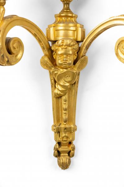 French Louis XVI Style Bronze Dore Cupid Wall Sconce