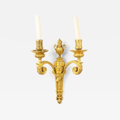 French Louis XVI Style Bronze Dore Cupid Wall Sconce