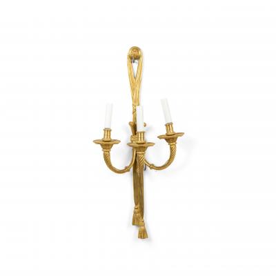 French Louis XVI Style Bronze Dore Tassel Wall Sconce