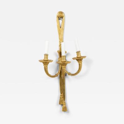 French Louis XVI Style Bronze Dore Tassel Wall Sconce
