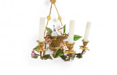 French Louis XVI Style Bronze Dore and Opaline Floral Wall Sconces
