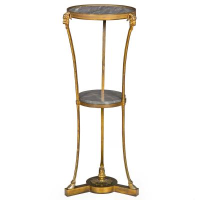 French Louis XVI Style Bronze and Marble Two Tier Table Gueridon
