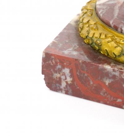 French Louis XVI Style Candelabra White veined Red Marble Gilt Bronze 1885