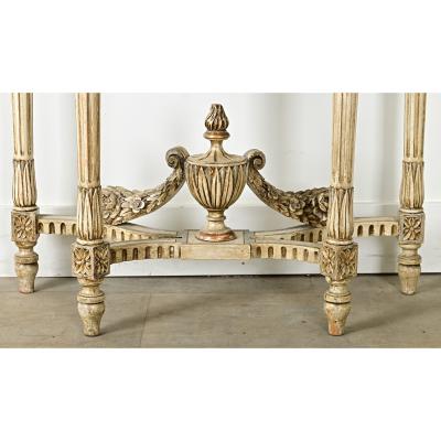 French Louis XVI Style Carved Demilune Console