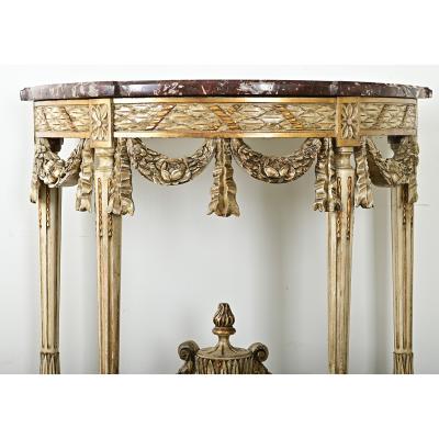 French Louis XVI Style Carved Demilune Console
