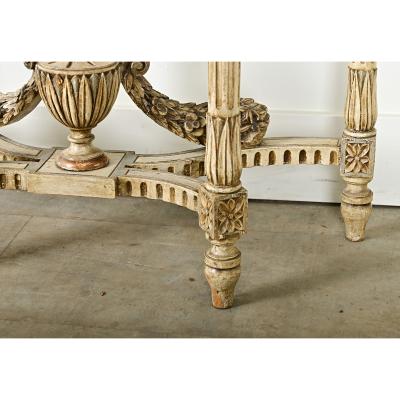 French Louis XVI Style Carved Demilune Console
