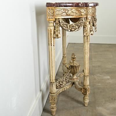 French Louis XVI Style Carved Demilune Console