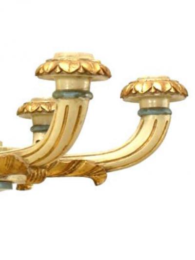 French Louis XVI Style Carved Grey Painted Chandelier