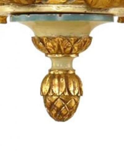 French Louis XVI Style Carved Grey Painted Chandelier