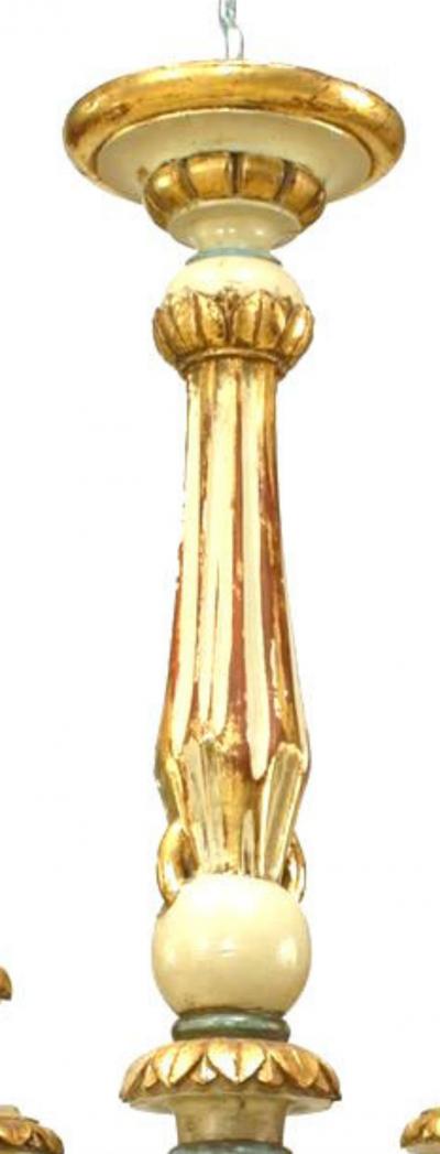 French Louis XVI Style Carved Grey Painted Chandelier