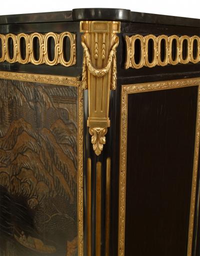 French Louis XVI Style Chinoiserie Cabinet with Gilt Bronze Trim