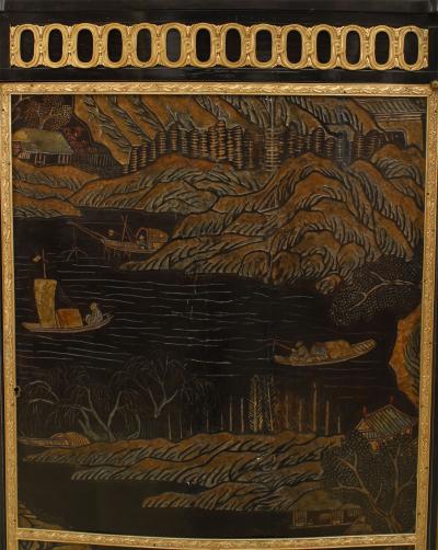 French Louis XVI Style Chinoiserie Cabinet with Gilt Bronze Trim