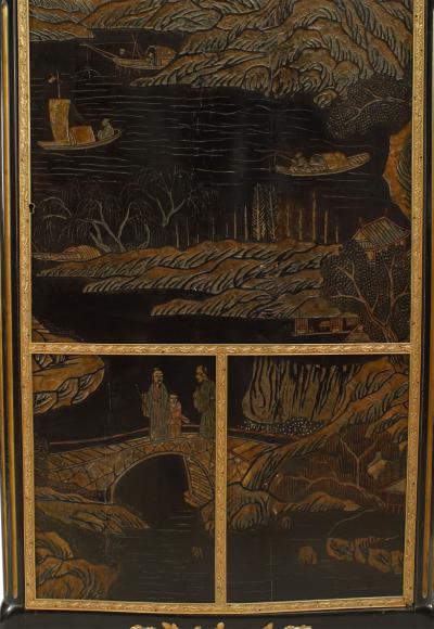 French Louis XVI Style Chinoiserie Cabinet with Gilt Bronze Trim