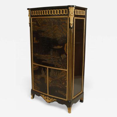 French Louis XVI Style Chinoiserie Cabinet with Gilt Bronze Trim