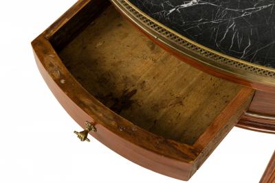 French Louis XVI Style Circular Marble Gallery Top Mahogany Bouillotte Table