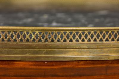 French Louis XVI Style Circular Marble Gallery Top Mahogany Bouillotte Table