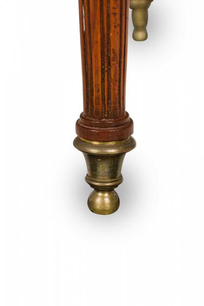 French Louis XVI Style Circular Marble Gallery Top Mahogany Bouillotte Table