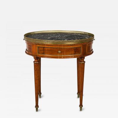 French Louis XVI Style Circular Marble Gallery Top Mahogany Bouillotte Table