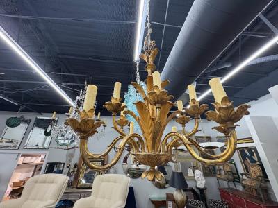 French Louis XVI Style Gilt Bronze Palm Frond Chandelier