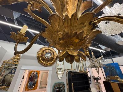 French Louis XVI Style Gilt Bronze Palm Frond Chandelier