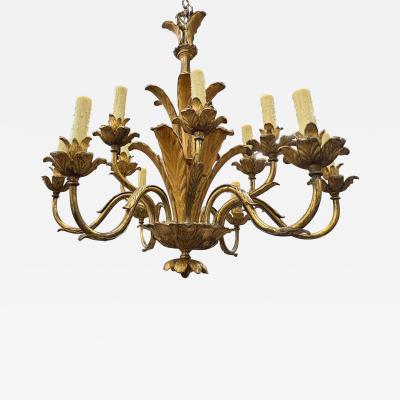 French Louis XVI Style Gilt Bronze Palm Frond Chandelier