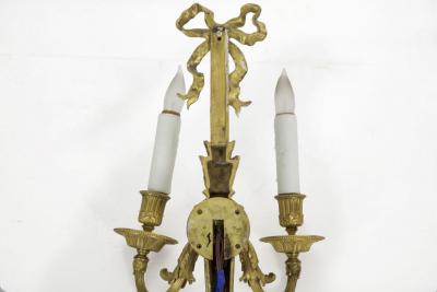French Louis XVI Style Gilt Bronze Two Light Wall Sconce