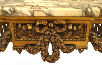 French Louis XVI Style Gilt Center Table with Marble Top