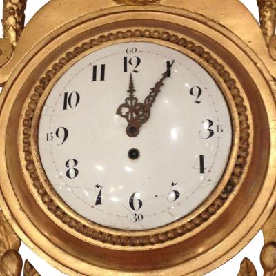 French Louis XVI Style Gilt Wall Clock