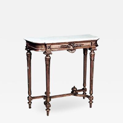 French Louis XVI Style Gilt and Marble Console Table