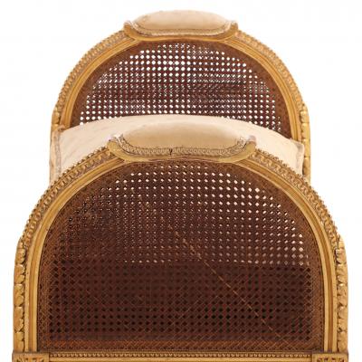 French Louis XVI Style Giltwood and Caned Bench C 1900