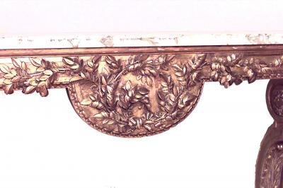 French Louis XVI Style Giltwood and Marble Top Console Table