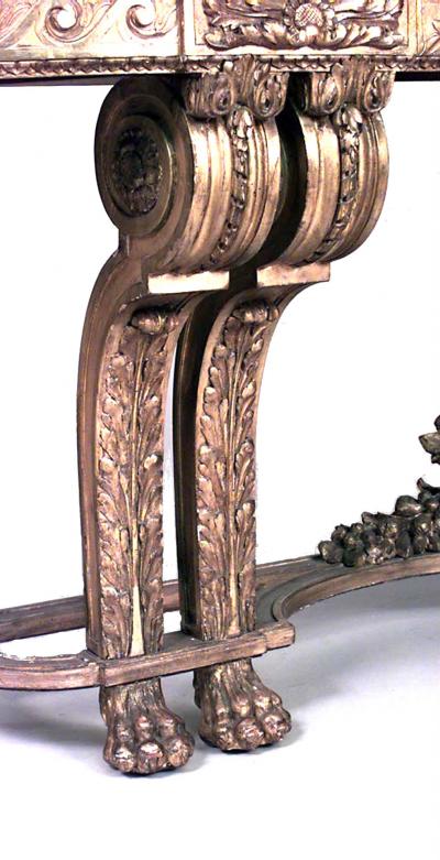 French Louis XVI Style Giltwood and Marble Top Console Table