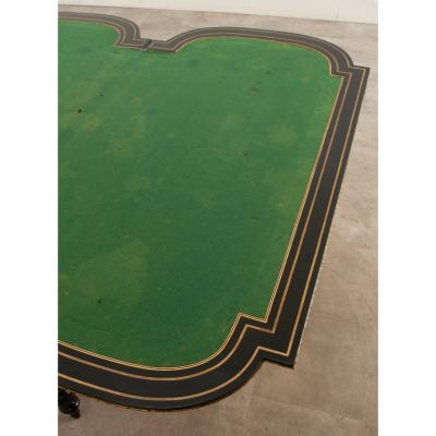 French Louis XVI Style Inlay Ebonized Game Table