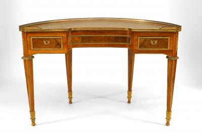 French Louis XVI Style Kingwood Demilune Desk