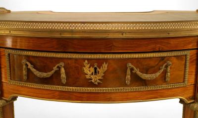 French Louis XVI Style Kingwood Demilune Desk