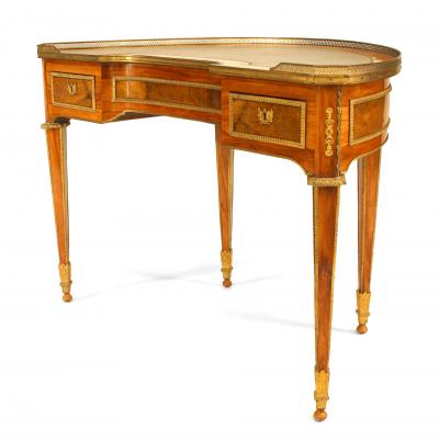 French Louis XVI Style Kingwood Demilune Desk