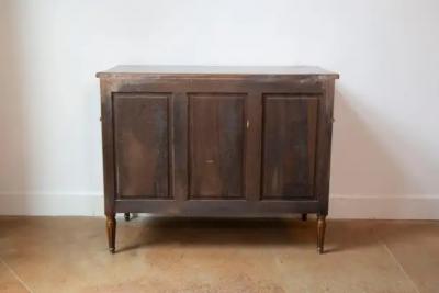 French Louis XVI Style Light Walnut Commode with Three Drawers and Fluted Motifs