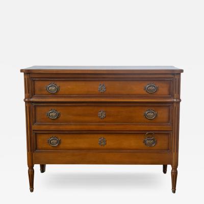 French Louis XVI Style Light Walnut Commode with Three Drawers and Fluted Motifs