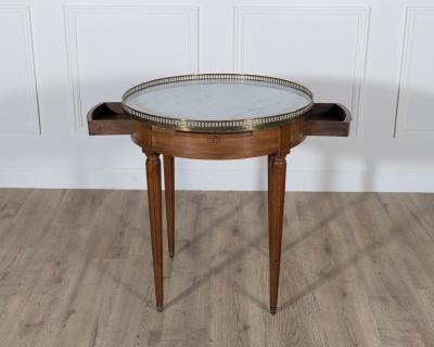 French Louis XVI Style Mahogany Bouillotte Table with Carrara Marble Top