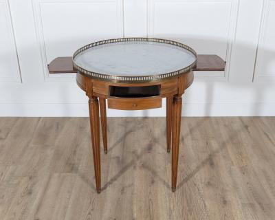 French Louis XVI Style Mahogany Bouillotte Table with Carrara Marble Top